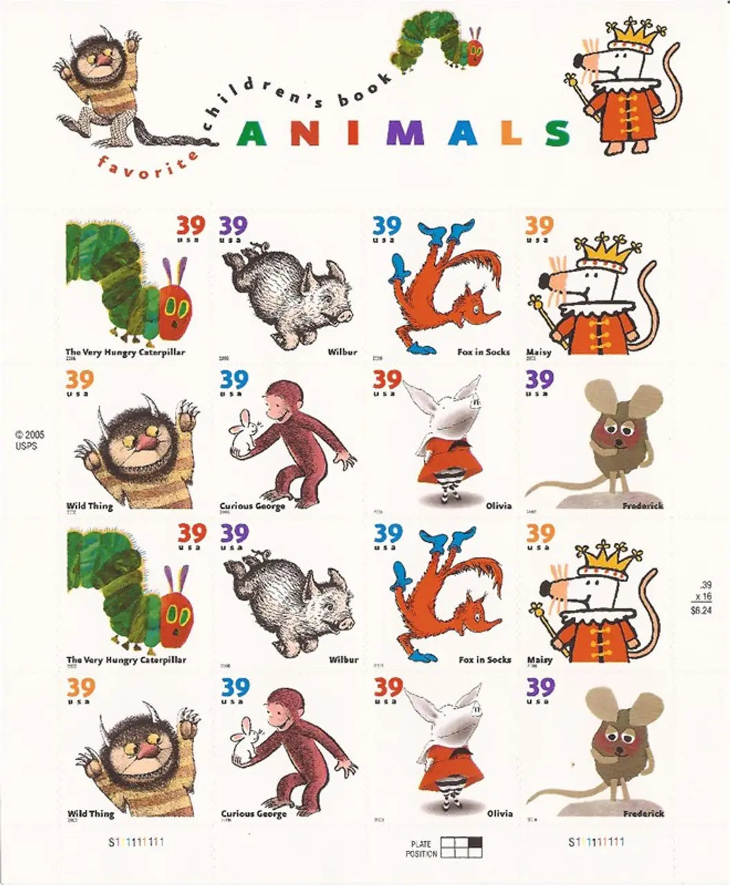 2006 U.S. Children’s Book Animals set of 5booklets Stamp