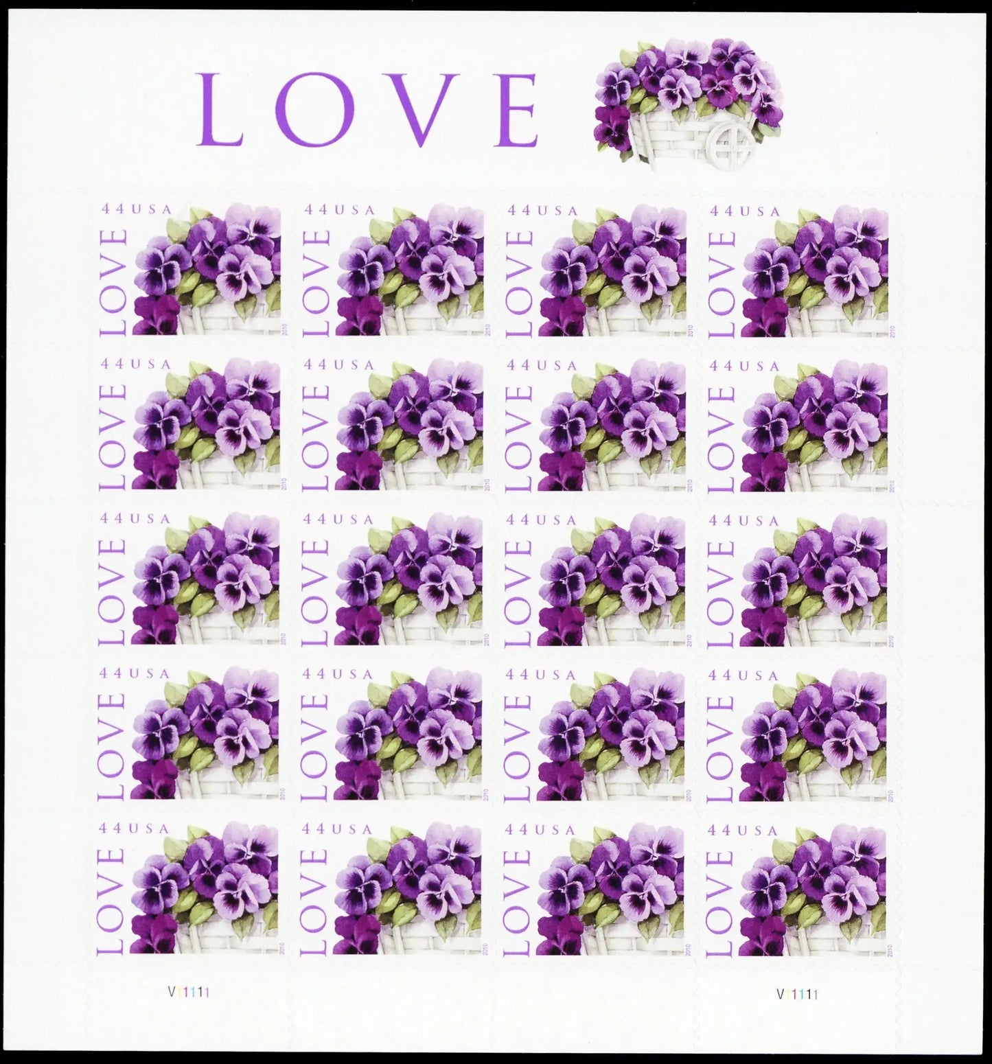 2010 LOVE Pansies in a Basket Collectible set of 5booklets Stamp