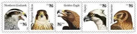2012 US Birds of Prey 85 Cent set of 5booklets Stamps