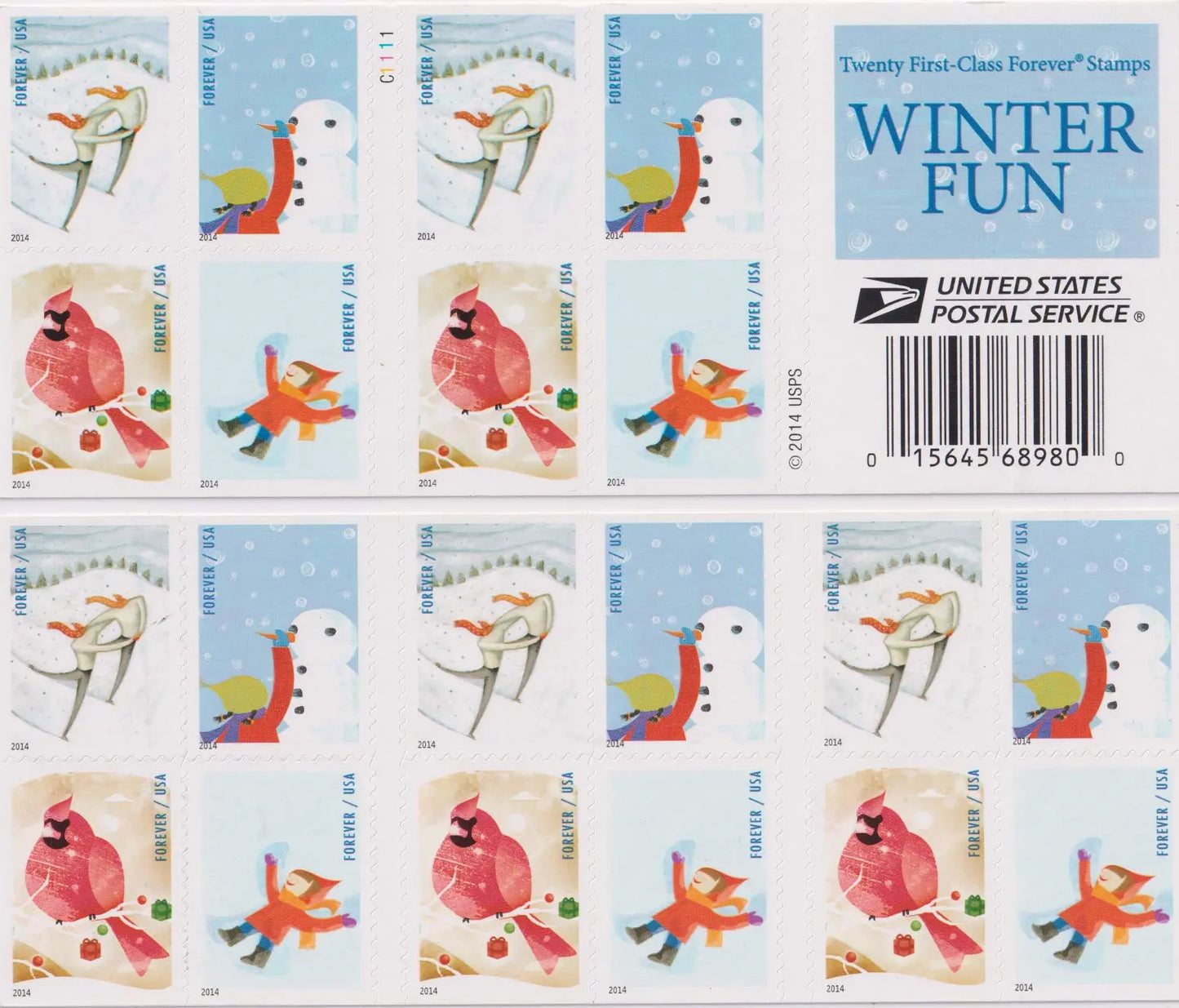 2014 US Winter Fun set of 5booklets Stamps