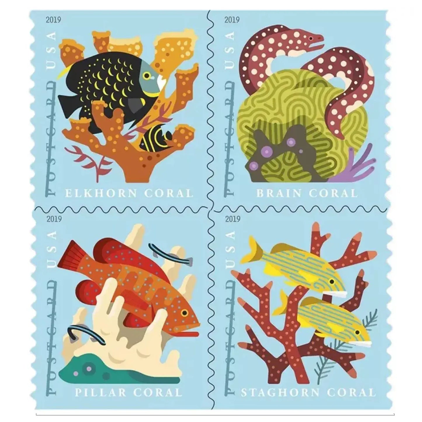 2019 US Coral Reefs Postcard set of 5booklets Stamps