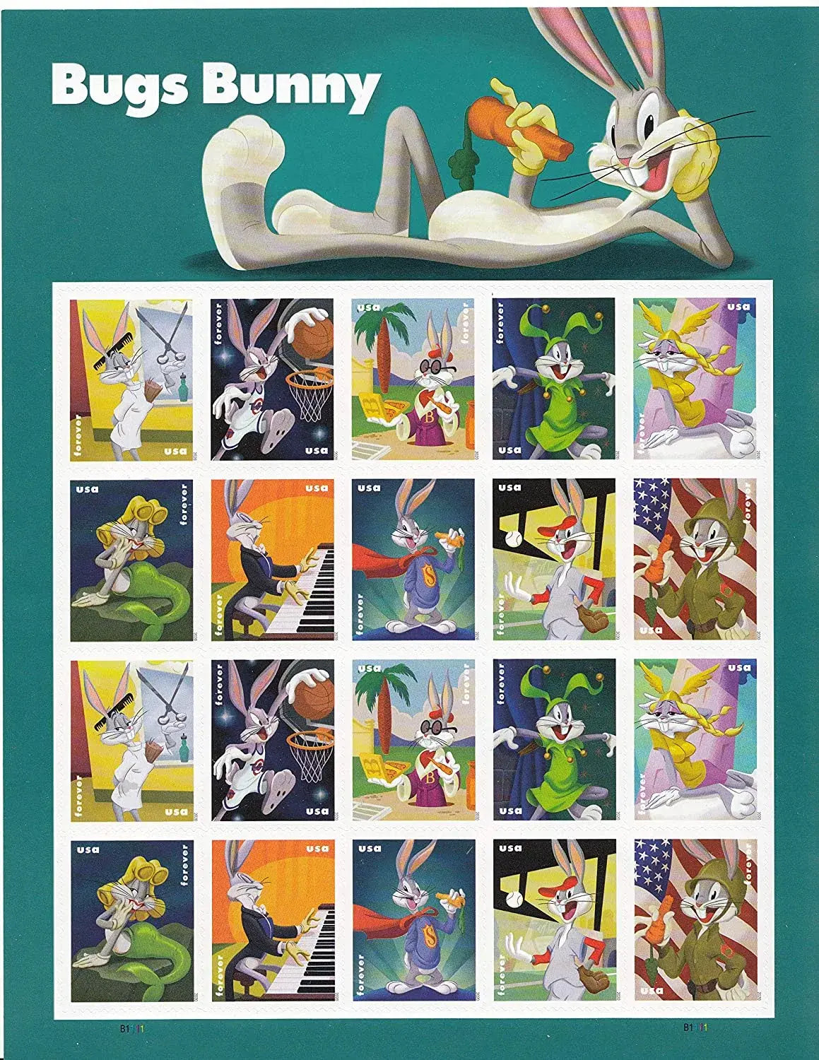 2020 US Bugs Bunny set of 5booklets Stamps