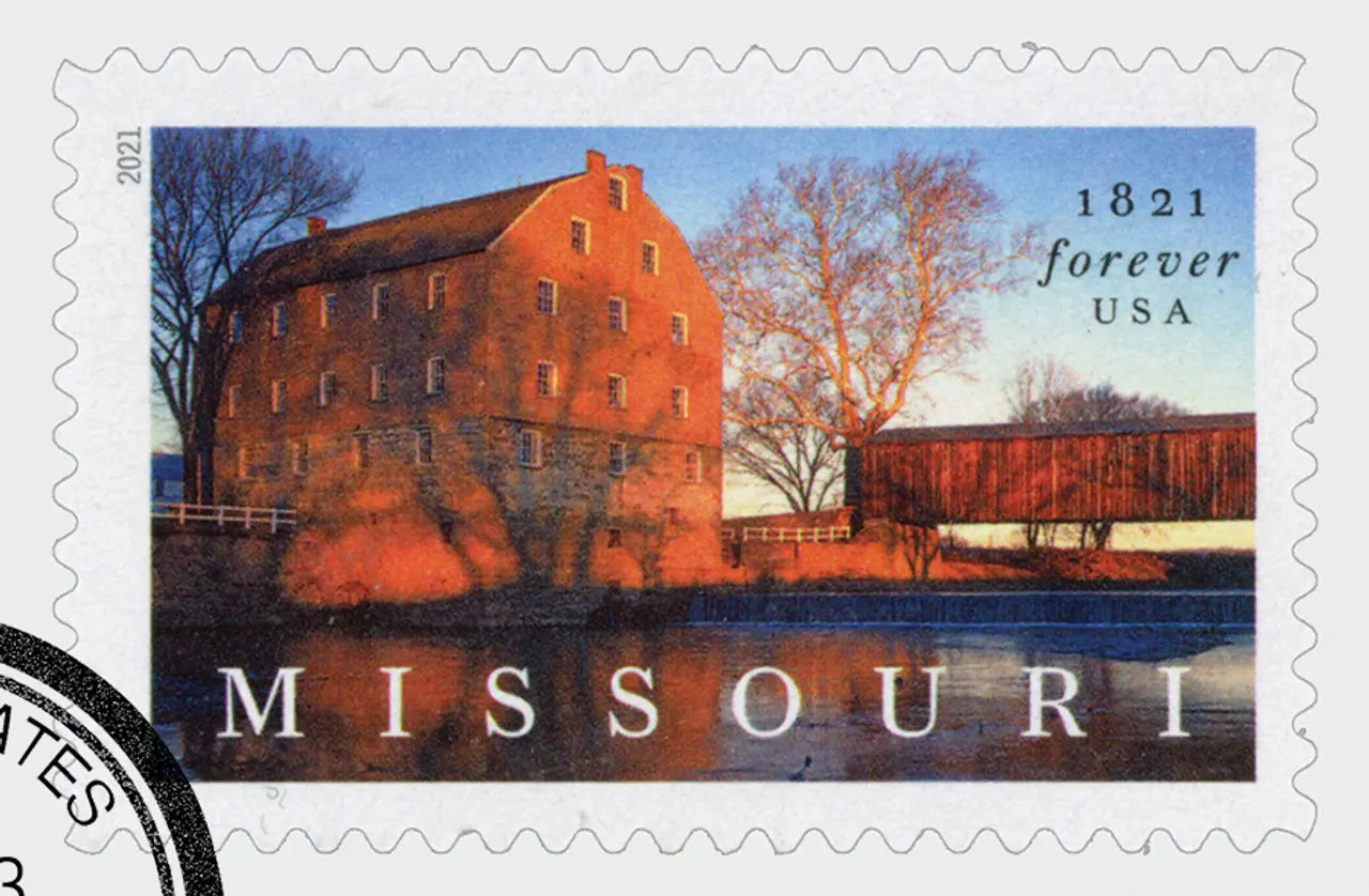 2021 missouri statehood bollinger mill burfordville covered bridge set of 5booklets stamp
