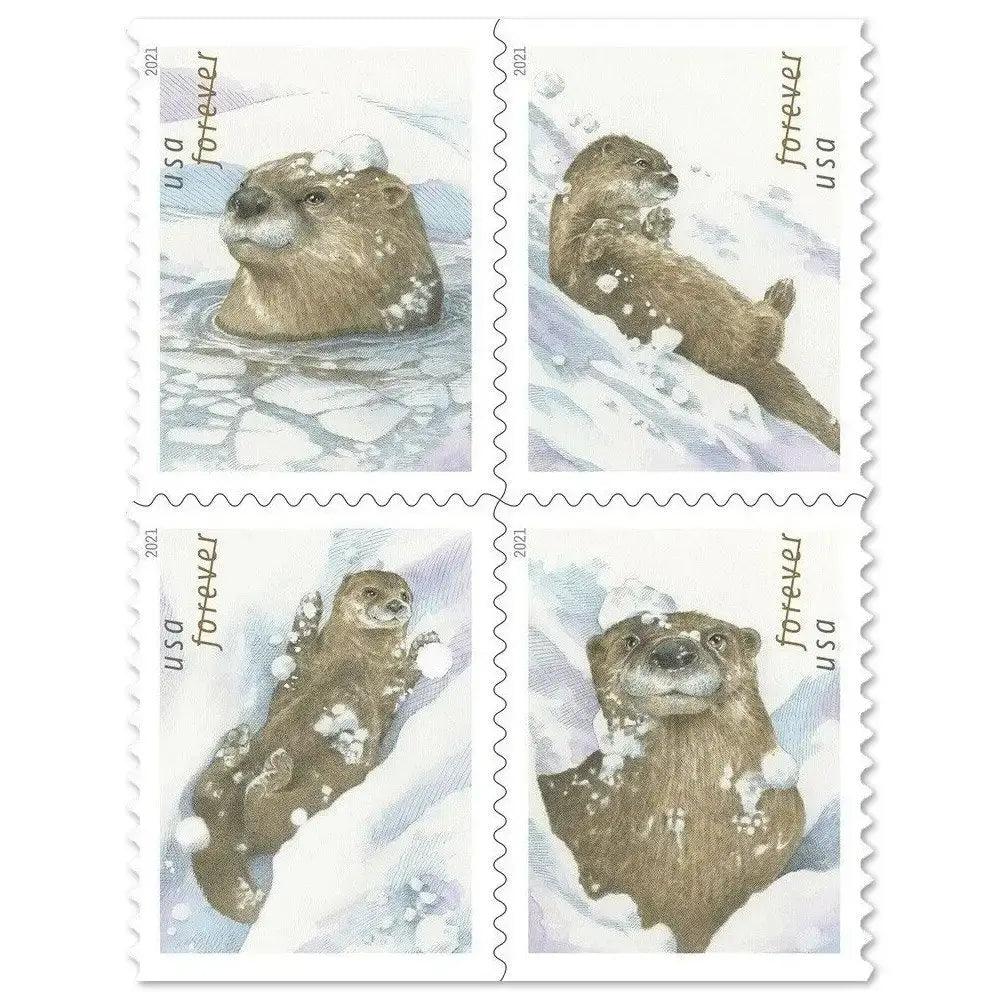 2021 US Otters in Snow Forever Postage set of 5booklets Stamps