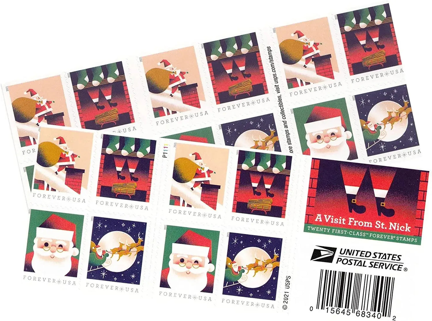 2021 US A Visit from St Nick set of 5booklets Stamps