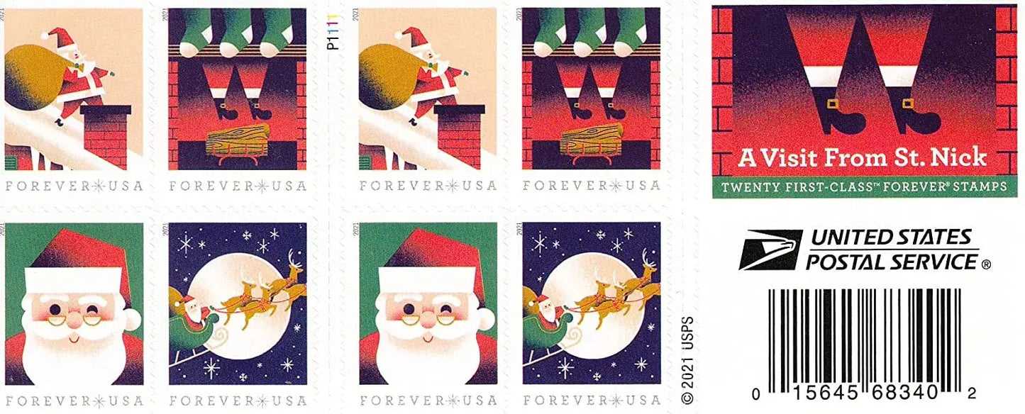 2021 US A Visit from St Nick set of 5booklets Stamps