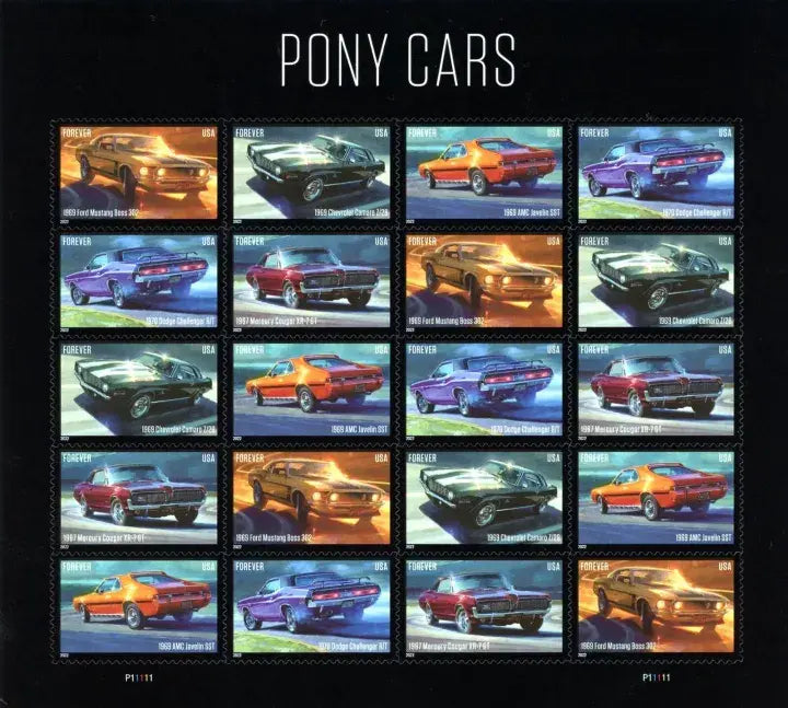 2022 US Pony Cars set of 5booklets Stamps