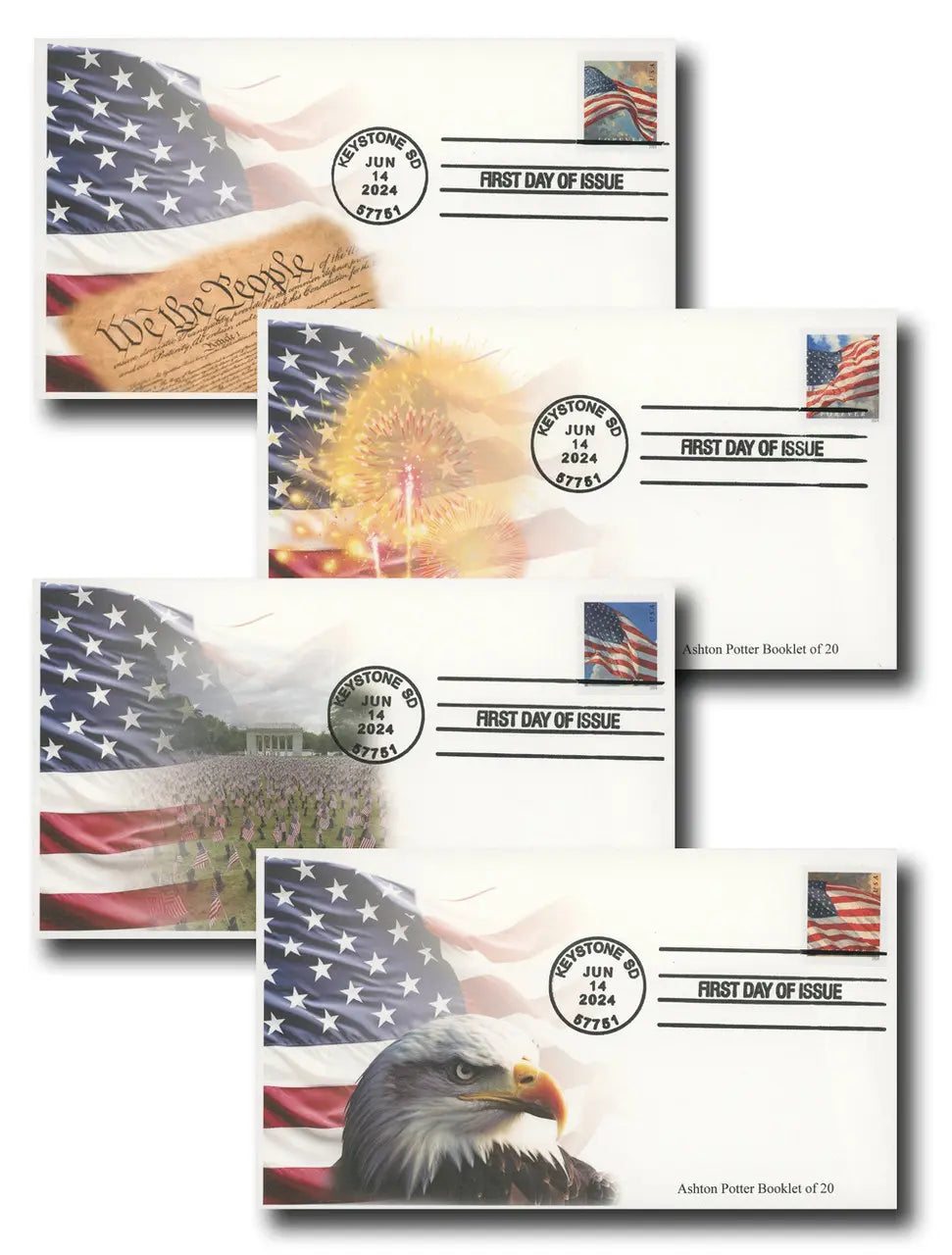 2024 us flags forever first class postage set of 5booklets stamps