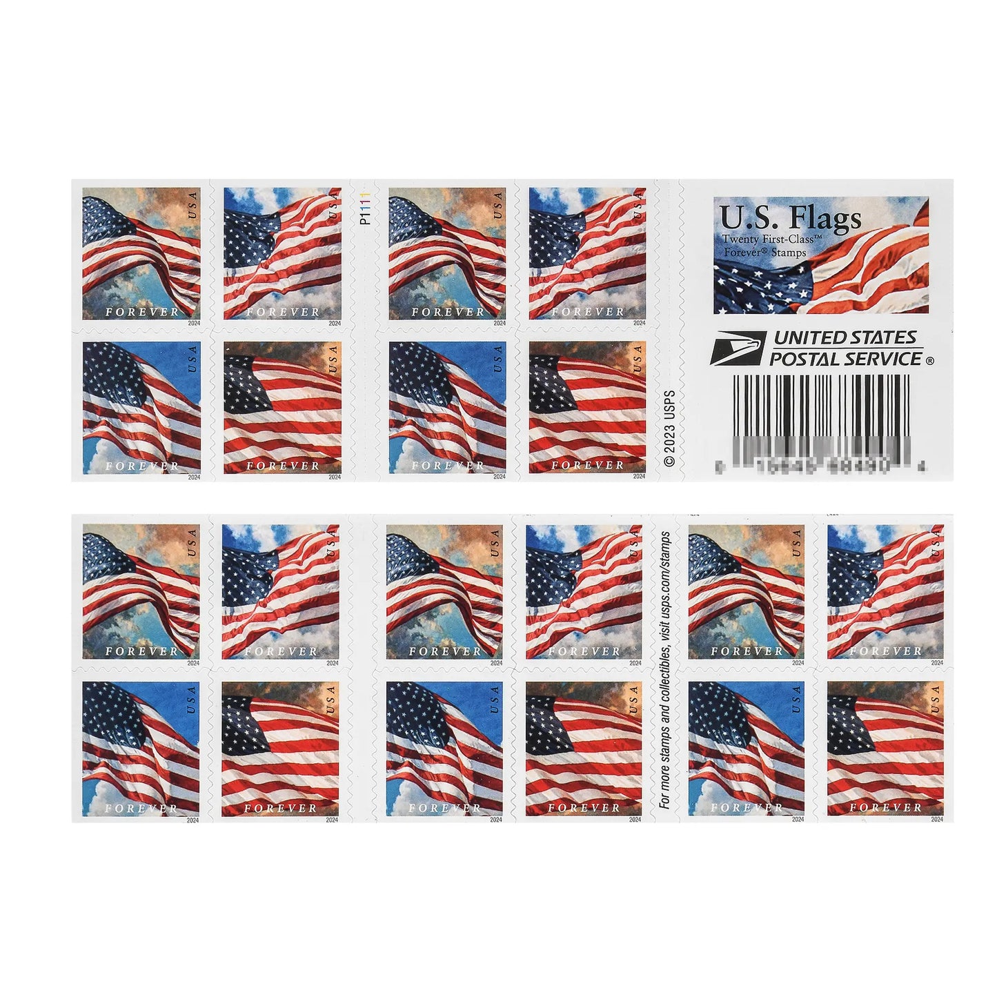 2024 us flags forever first class postage set of 5booklets stamps