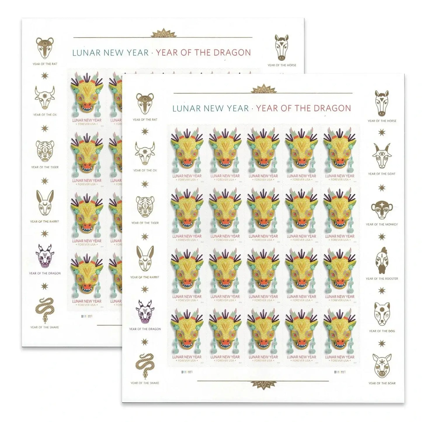 2024  the Year of the Dragon set of 5booklets Stamps